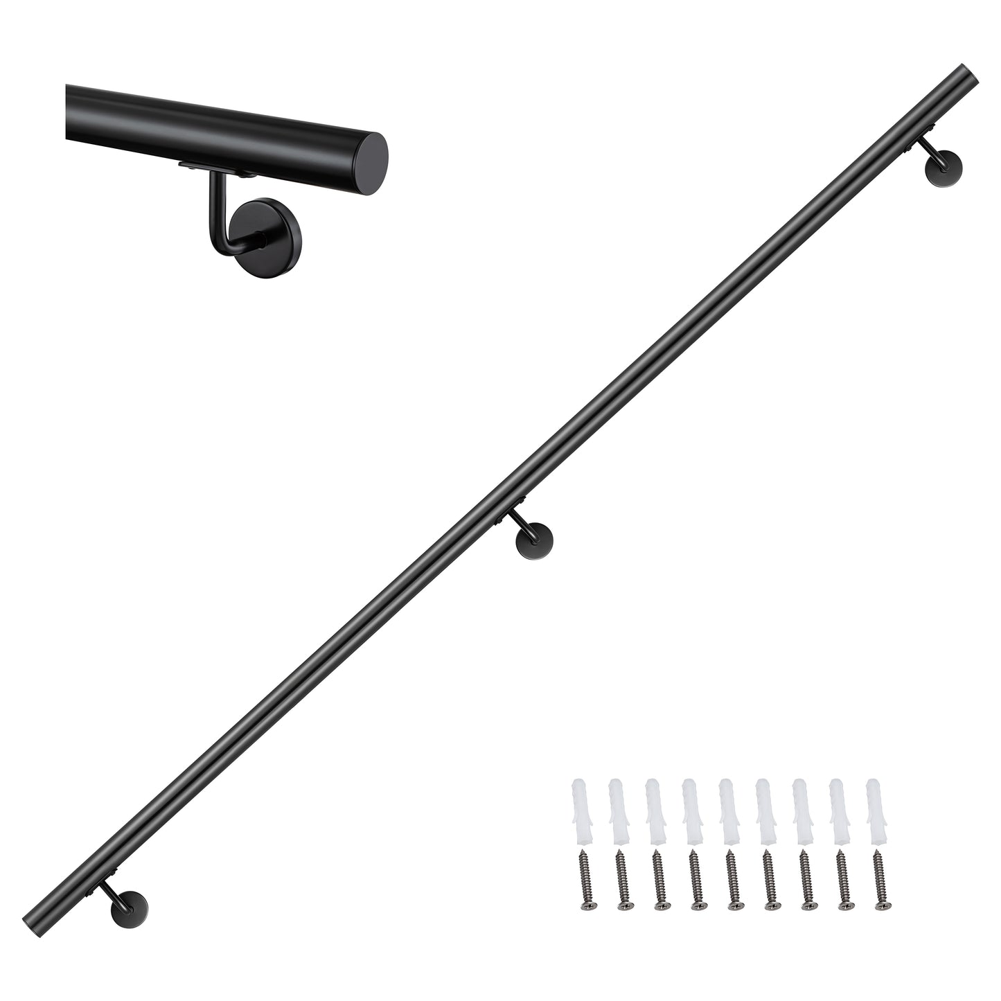 Corrimano Inox 304 nero opaco 80-100-120-150-180-200-220-240 cm per Scale Interne ed Esterne