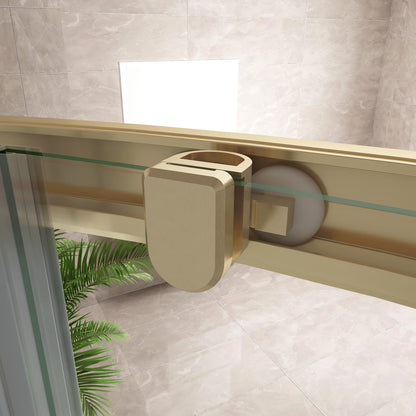 Box Doccia Semicircolare 80-90X80-90cm Porte Scorrevoli Vetro Temperato 6 mm Trasparente Anticalcare Oro Spazzolato 190 cm