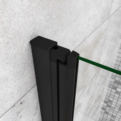 Sopravasca da Bagno Parete Vasca Doccia 90/100/110/120x140 cm Due Ante Movibili Vetro Temperato Trasparente 6 mm Anticalcare Telaio Nero Opaco