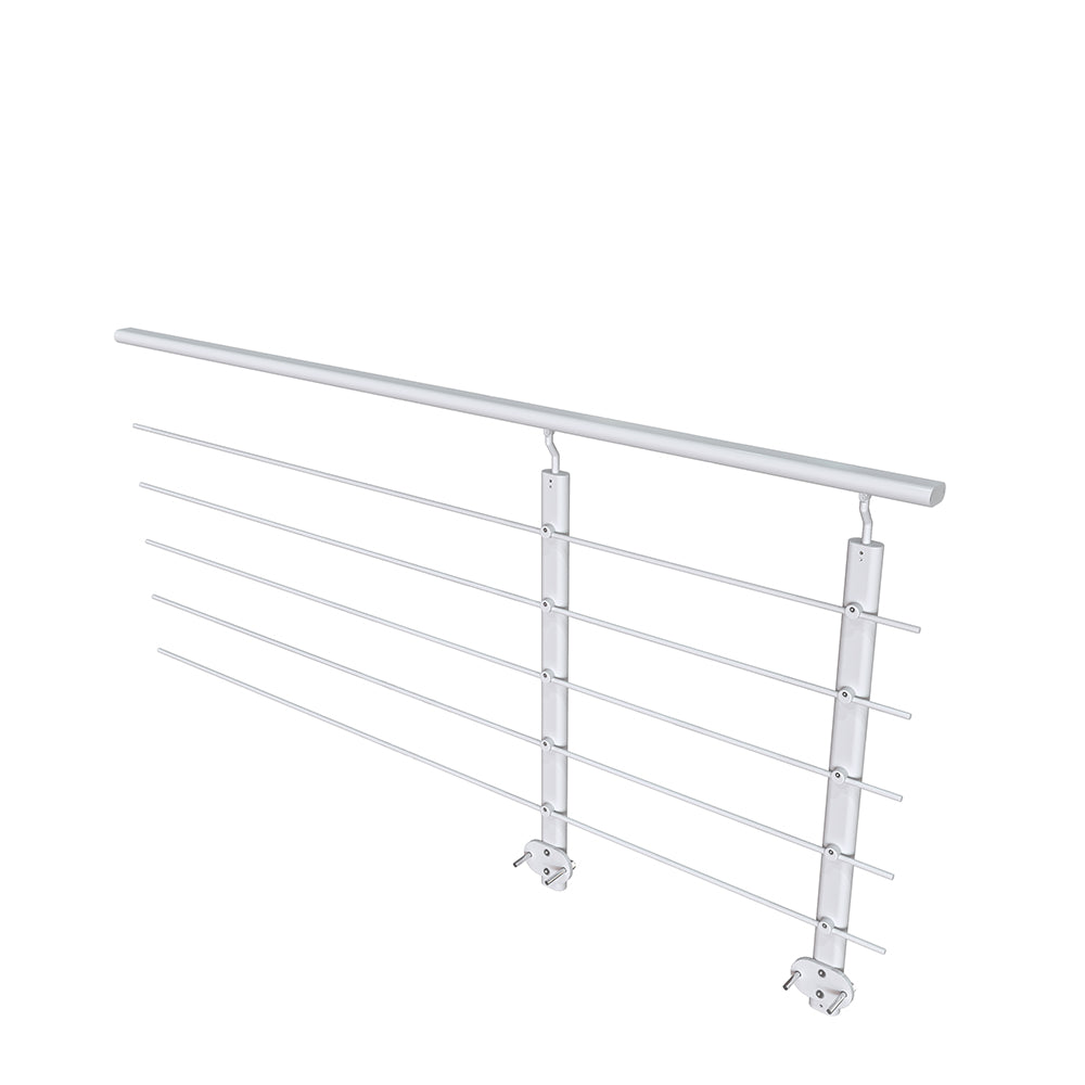 Ringhiera Balaustra in Alluminio Argento Opaco o Nero Opaco 200x100cm a Fissaggio a Parete, con supporto di collegamento a Parete