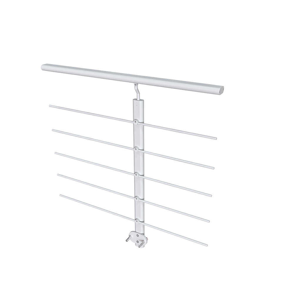 Ringhiera Parapetto in Alluminio Nero Opaco o Argento Opaco 100x100cm a Fissaggio a Parete, con supporto di collegamento a Parete