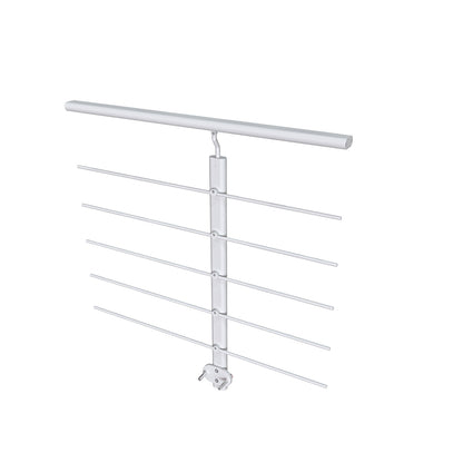 Ringhiera Parapetto in Alluminio Nero Opaco o Argento Opaco 100x100cm a Fissaggio a Parete, con supporto di collegamento a Parete