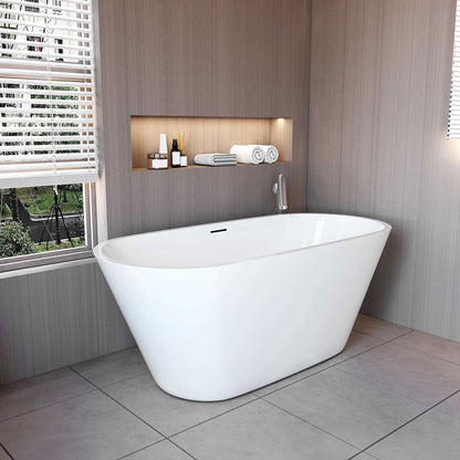 Vasca da Bagno a Isola Freestanding in Acrilico da 170x80x58 cm, Colore Bianco, Forma Ovale