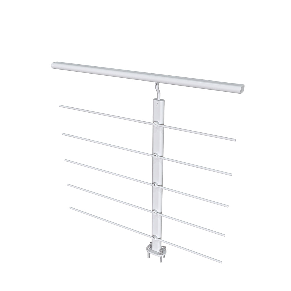 Ringhiera Balaustra in Alluminio Nero Opaco o Argento Opaco 100x100cm a Fissaggio a Pavimento, con supporto di collegamento a Parete