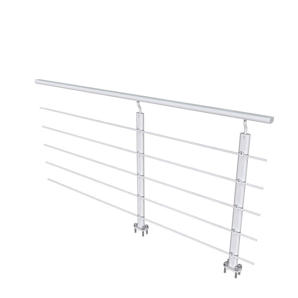 Ringhiera Parapetto in Alluminio Nero Opaco o Argento Opaco 200x100cm a Fissaggio a Pavimento, con supporto di collegamento a Parete