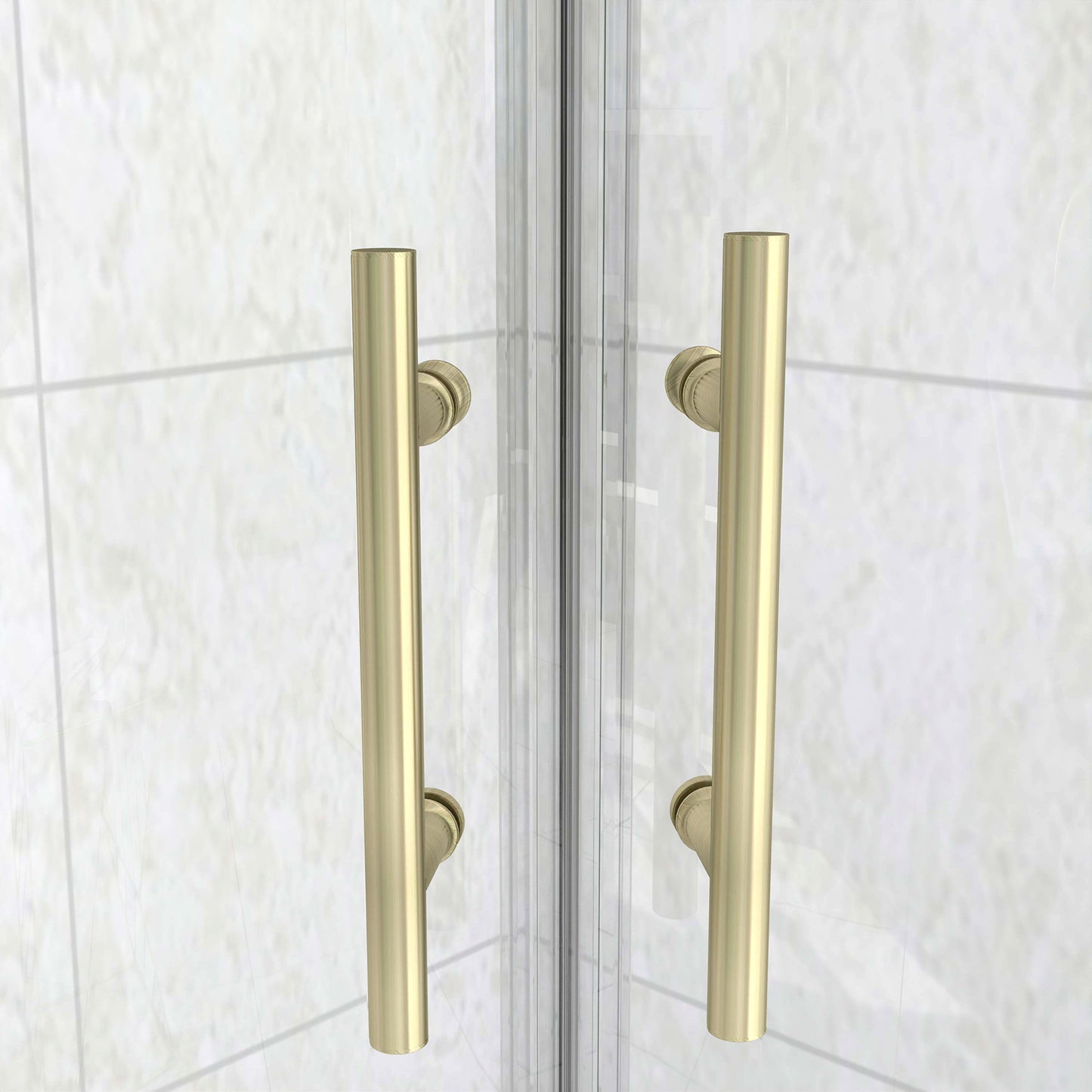 Box Doccia Semicircolare 80-90X80-90 cm H.190 Oro Spazzolato Porta Scorrevole Vetro 6 mm Trasparente Anticalcare, Piatto Doccia Bianco