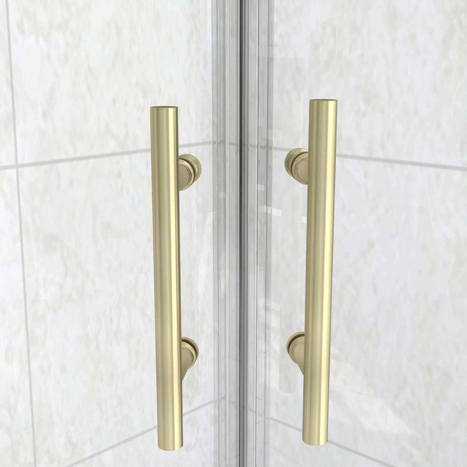 Box Doccia Semicircolare 80-90X80-90 cm H.190 Oro Spazzolato Porta Scorrevole Vetro 6 mm Trasparente Anticalcare, Piatto Doccia Bianco