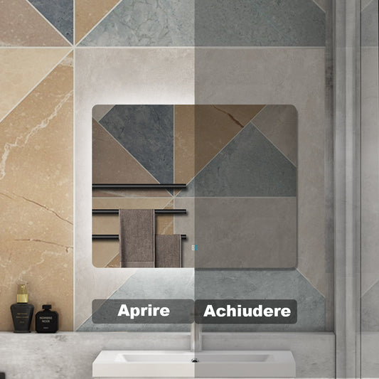 AICA 70-100 x 50-80 Specchio da bagno con LED|Rettangolare|Touch|Memoria|Dimmerabile|Retroilluminato