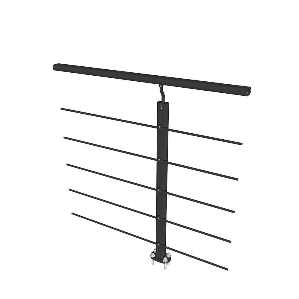 Ringhiera Balaustra in Alluminio Nero Opaco o Argento Opaco 100x100cm a Fissaggio a Pavimento, con supporto di collegamento a Parete