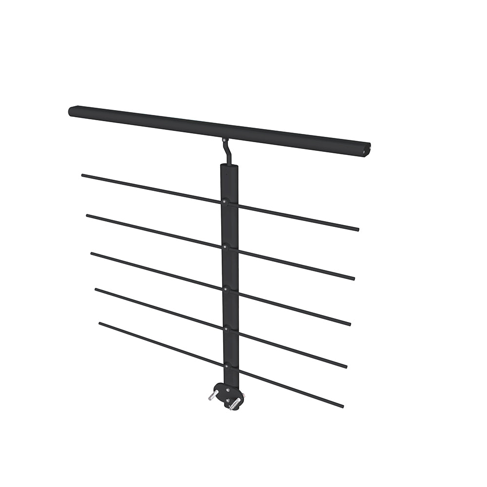 Ringhiera Parapetto in Alluminio Nero Opaco o Argento Opaco 100x100cm a Fissaggio a Parete, con supporto di collegamento a Parete