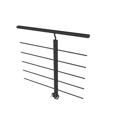 Ringhiera Parapetto in Alluminio Nero Opaco o Argento Opaco 100x100cm a Fissaggio a Parete, con supporto di collegamento a Parete