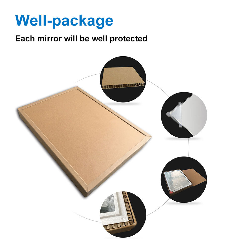 Aica Quadrato LED Specchio da Bagno Specchio Cosmetico 6000K Bianco Freddo Soft Light Touch Control