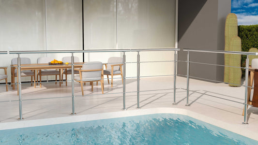 Balaustra Ringhiera Corrimano in acciaio inox 304 spazzolato 3 barre trasversali