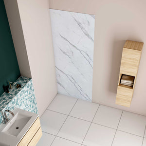 Pannello Doccia Realizzato in Alluminio Spessore 3mm con Profili Finitura Bianco Alba per Rivestimento Parete Bagno