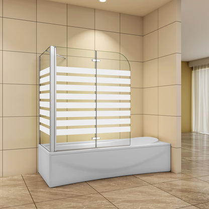 Aica H.140 cm Sopravasca da Bagno con Lato Fisso 2 Ante Pieghevoli verso Sinistro/Destro Vetro 6mm Anticalcare in Serigrafato Bianco Opaco 120x140 Verso Sinistro 70