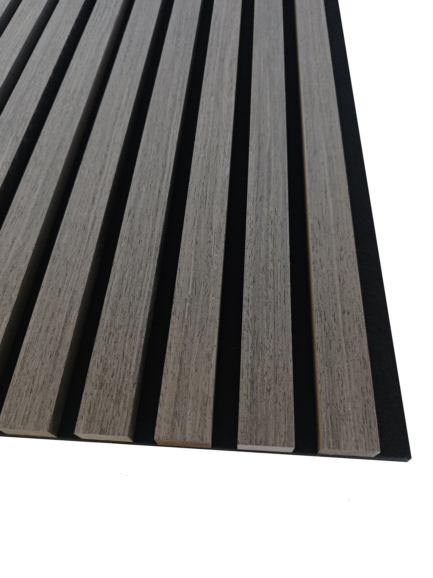 Set di 2/3 pannelli decorativi fonoassorbenti in legno MDF, 260 cm × 30 cm, Sp 21 mm, Color rovere naturale/chiaro/scuro/noce/grigio chiaro (Copy)#Color rovere grigio chiaro