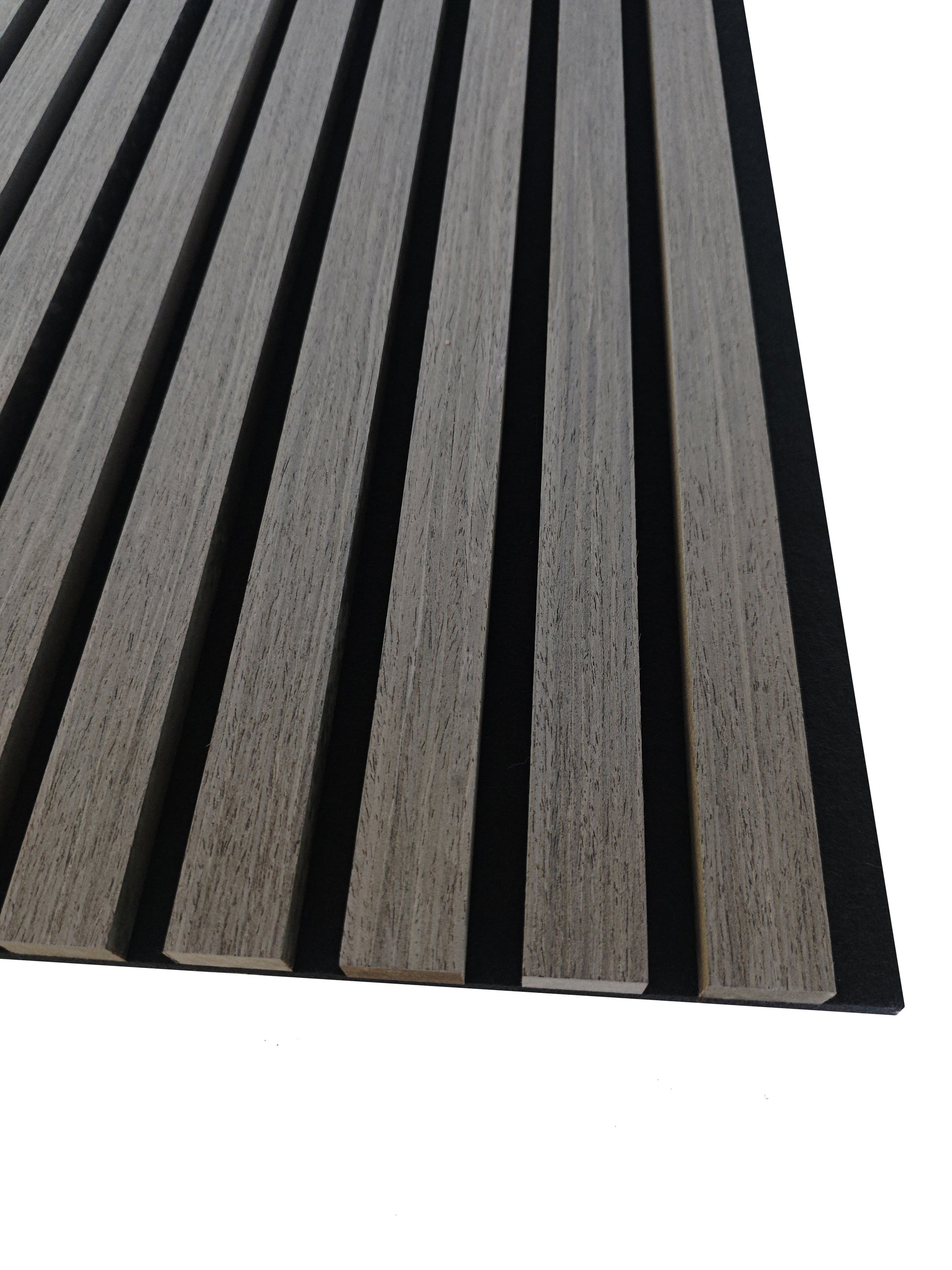 Set di 2/3 pannelli decorativi fonoassorbenti in legno MDF, 260 cm × 30 cm, Sp 21 mm, Color rovere naturale/chiaro/scuro/noce/grigio chiaro (Copy)#Color rovere grigio chiaro