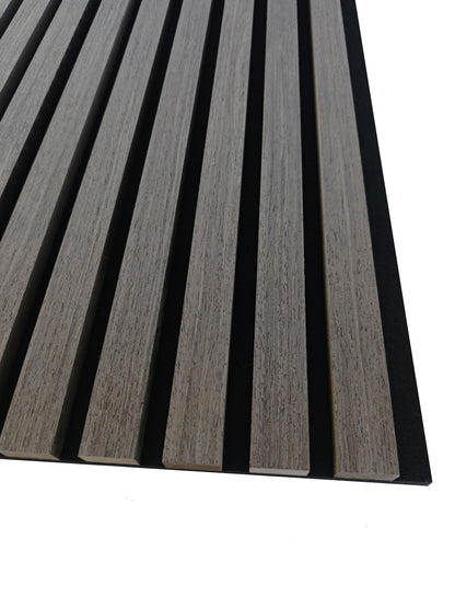 Set di 2/3 pannelli decorativi fonoassorbenti in legno MDF, 260 cm × 30 cm, Sp 21 mm, Color rovere naturale/chiaro/scuro/noce/grigio chiaro (Copy)#Color rovere grigio chiaro