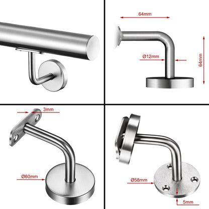 Corrimano Inox 304 Satinato 80-100-120-150-180-200-220-240 cm per Pareti Interne ed Esterne