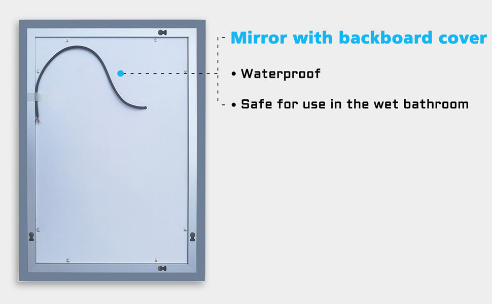 Aica 50X70cm Specchio Quadrato per Bagno Specchio Cosmetico per Interruttore Touch Control Anti-appannamento Bagno