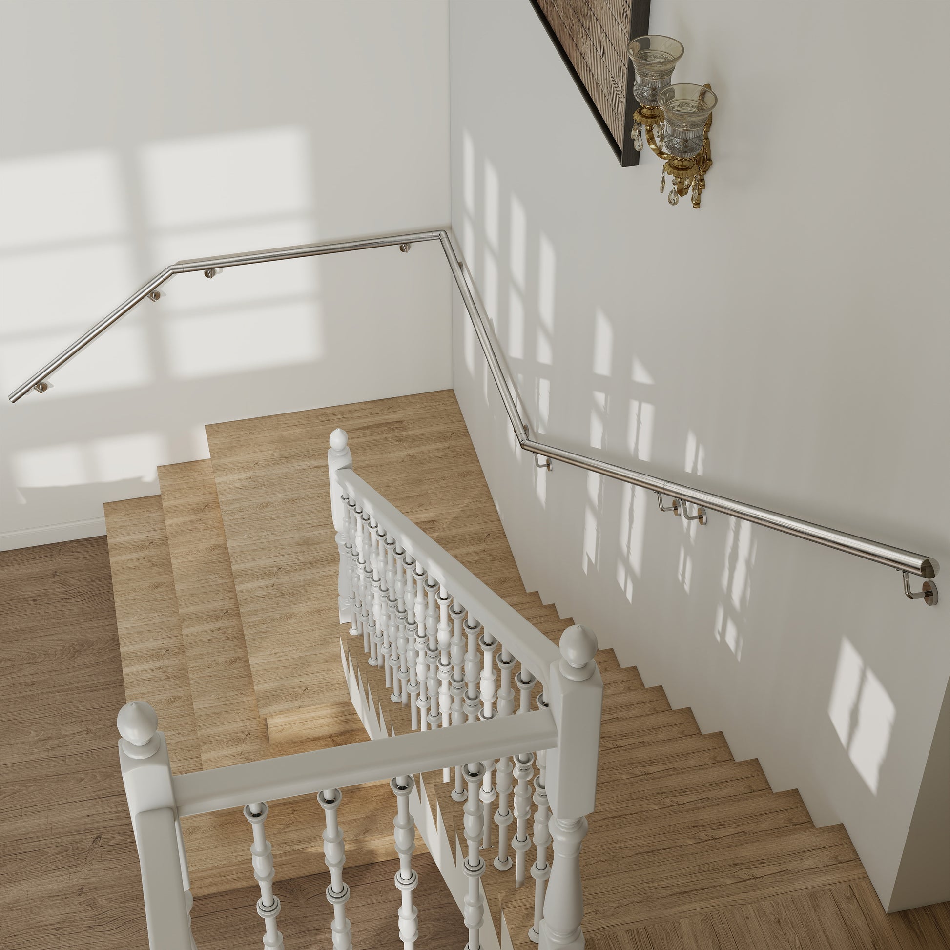 Corrimano in acciaio inox 304 spazzolato 80/100/120/150/180/200cm per interni ed esterni scale