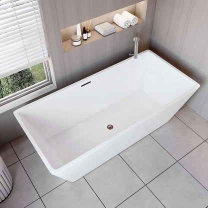 Vasca da Bagno a Isola Freestanding in Acrilico da 170x80x58 cm/150x72x56 cm, Colore Bianco, Forma Rettangolare