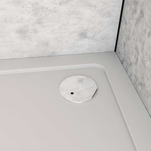Piatto Doccia Bianco Spessore di 3 cm in Pietra Artificiale e Resina Minerale Mista Piletta Extra Piatta Sottile e Tubo inclusi