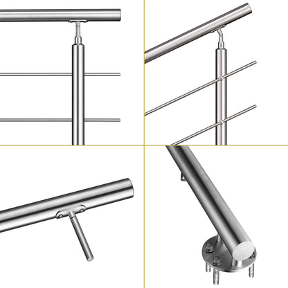 Kit ringhiera in acciaio inox 304 con montaggio laterale, lunghezze 100–240 cm, 3 traverse, espandibile con giunzioni