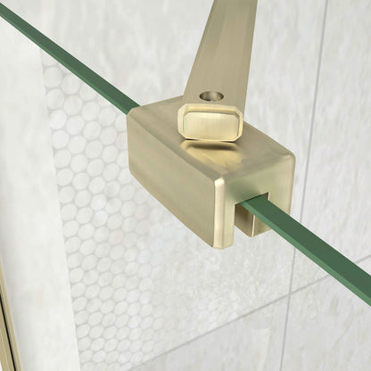 Box Doccia Walk In 40-120x200 cm Parete Fissa Vetro 8 mm Trasparente Anticalcare Oro Spazzolato Barra Stabilizzatrice 45 cm Snodabile