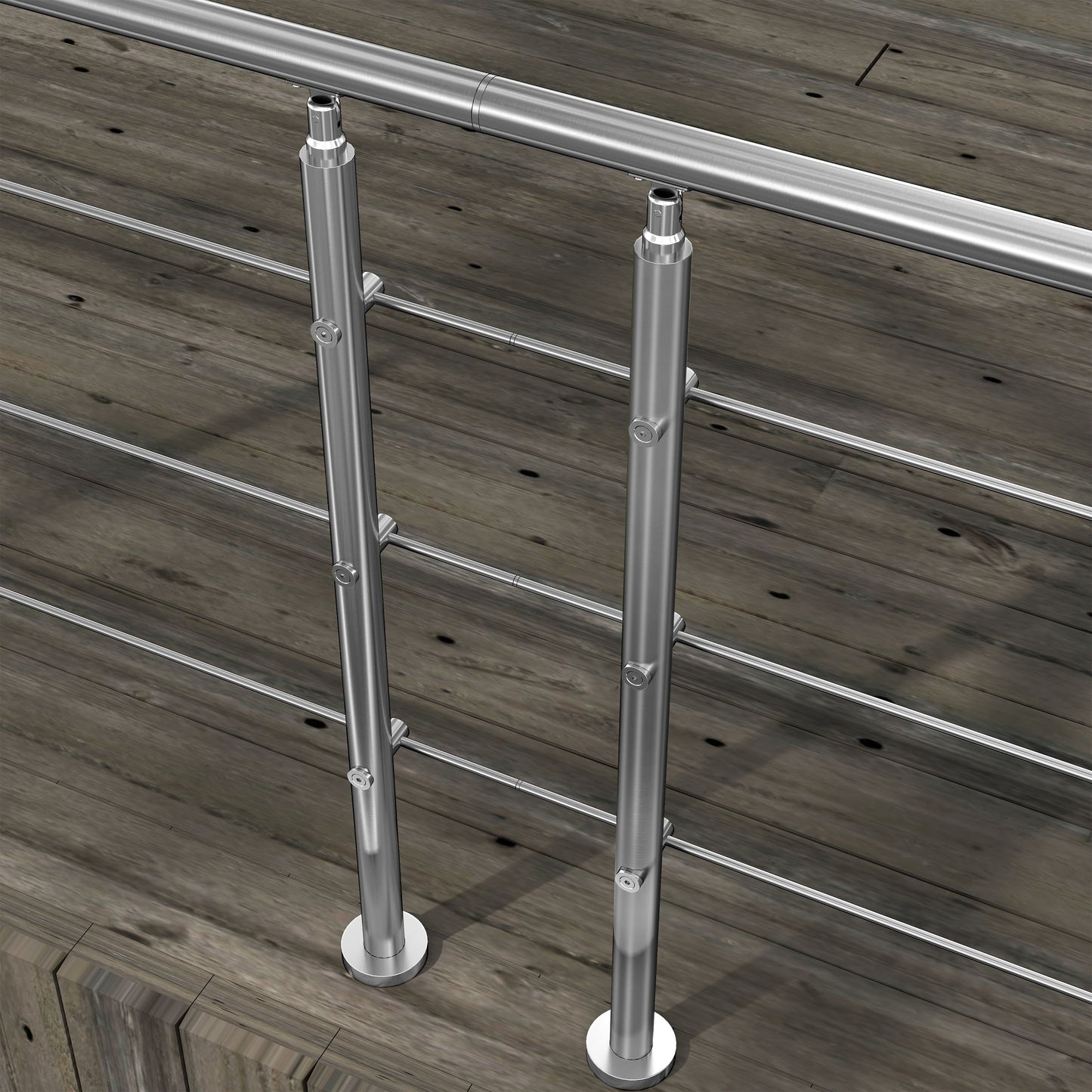 Kit Connettore Dritto/Angolo Regolabile per Ringhiere in Acciaio Inox Diametro 42.4 mm Configuratore per Corrimano per Ringhiere a 3/5 Traversi