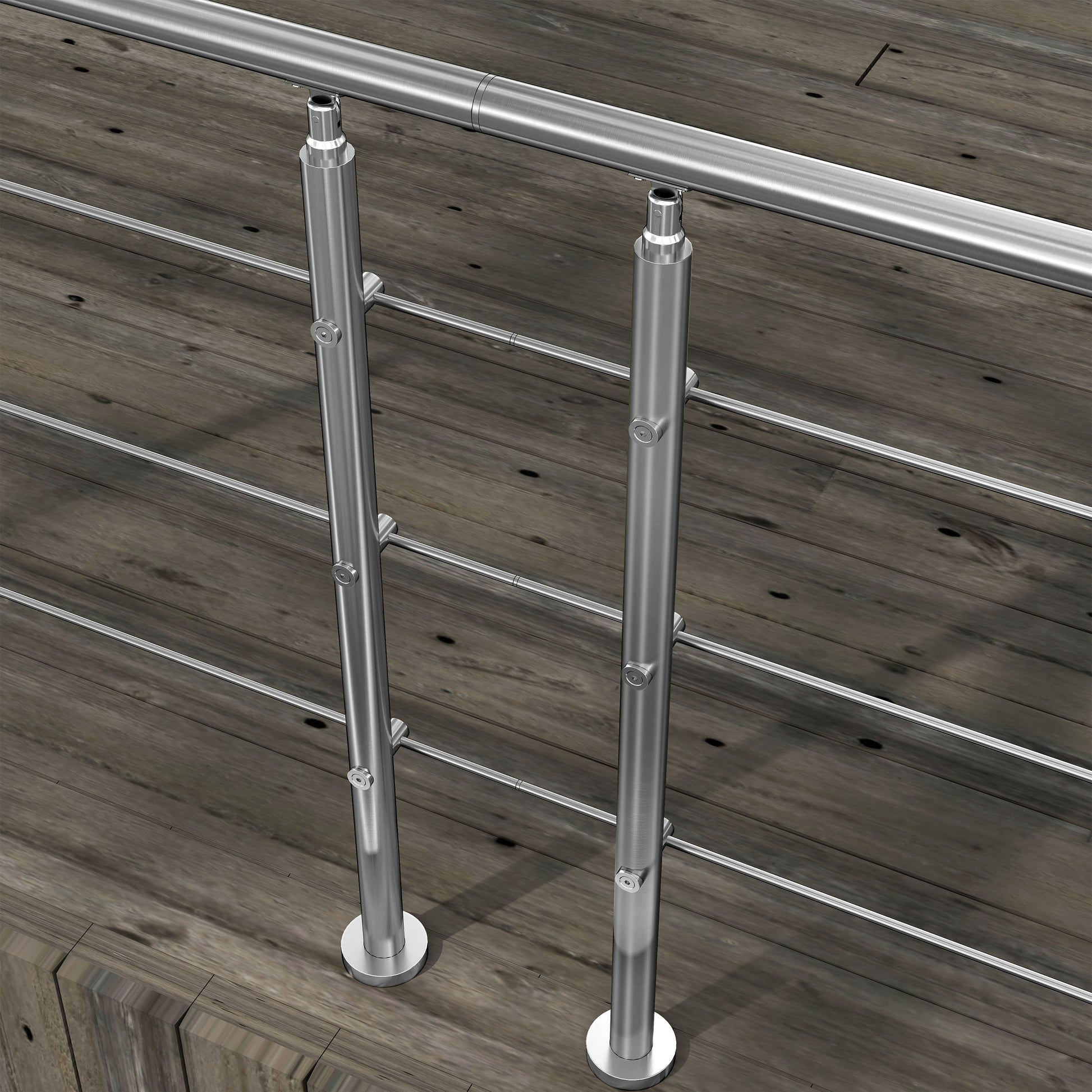 Kit Connettore Dritto/Angolo Regolabile per Ringhiere in Acciaio Inox Diametro 42.4 mm Configuratore per Corrimano per Ringhiere a 3/5 Traversi