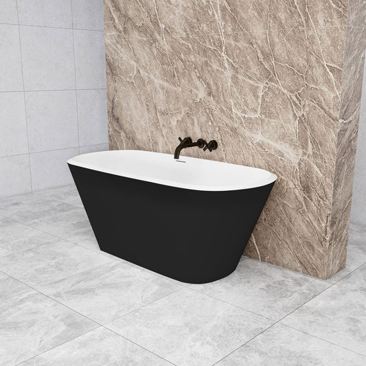 Vasca da Bagno a Isola Freestanding in Acrilico da 150x72x60 /170x78x60cm, Colore Nero, Forma Ovale