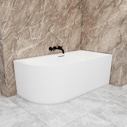 Vasca a Isola Angolare Asimmetrica SINISTRA/DESTRO 165x75x60 cm /180×80x60 cm Bianco Vasca da Bagno Semi-Freestanding in Acrilico