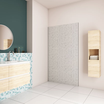 Pannello Doccia Realizzato in Alluminio Spessore 3mm con Profili Finitura Grigio Cemento per Rivestimento Parete Bagno