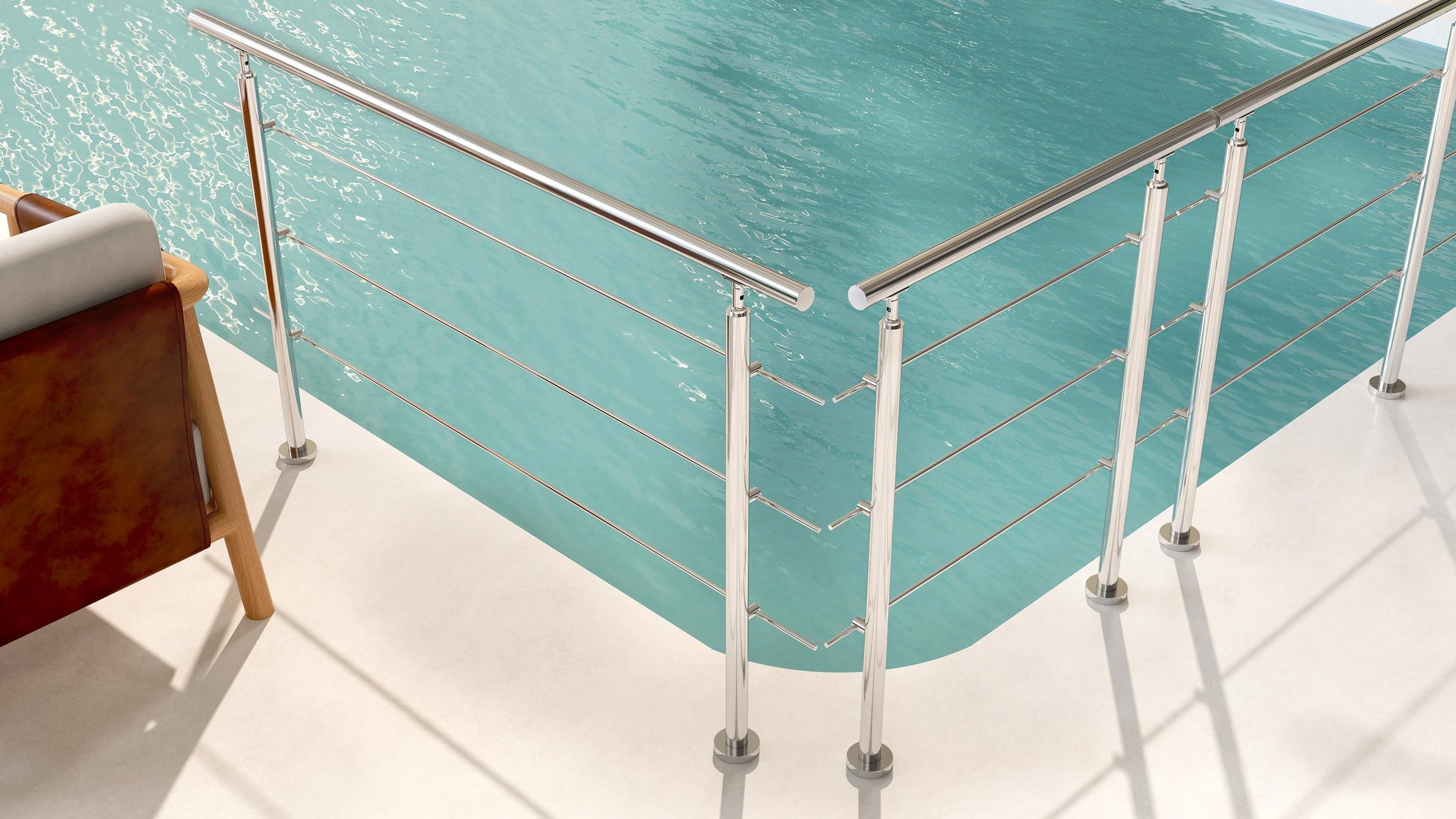 Balaustra Ringhiera Corrimano in acciaio inox 304 spazzolato 3 barre trasversali