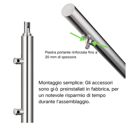 Balaustra Ringhiera Corrimano in acciaio inox 304 spazzolato 3 barre trasversali