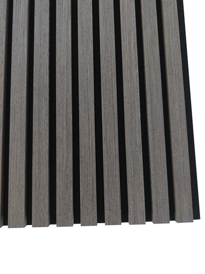 Set di 2/3 pannelli decorativi fonoassorbenti in legno MDF, 260 cm × 30 cm, Sp 21 mm, Color rovere naturale/chiaro/scuro/noce/grigio chiaro (Copy)#Color rovere grigio chiaro