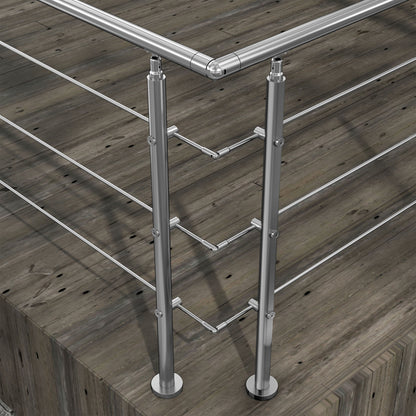 Kit Connettore Dritto/Angolo Regolabile per Ringhiere in Acciaio Inox Diametro 42.4 mm Configuratore per Corrimano per Ringhiere a 3/5 Traversi