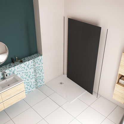 Pannello Doccia Realizzato in Alluminio Spessore 3mm con Profili Finitura Nero Opaco per Rivestimento Parete Bagno