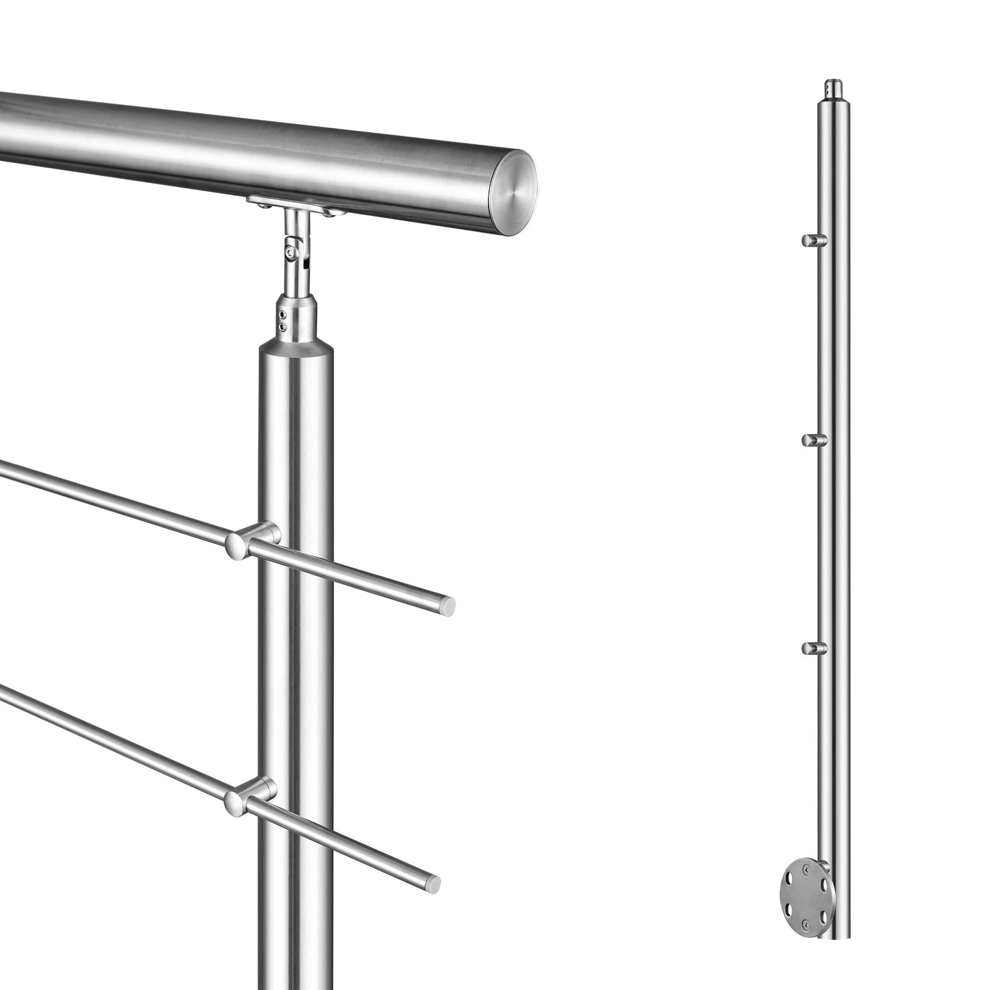Kit ringhiera in acciaio inox 304 con montaggio laterale, lunghezze 100–240 cm, 3 traverse, espandibile con giunzioni