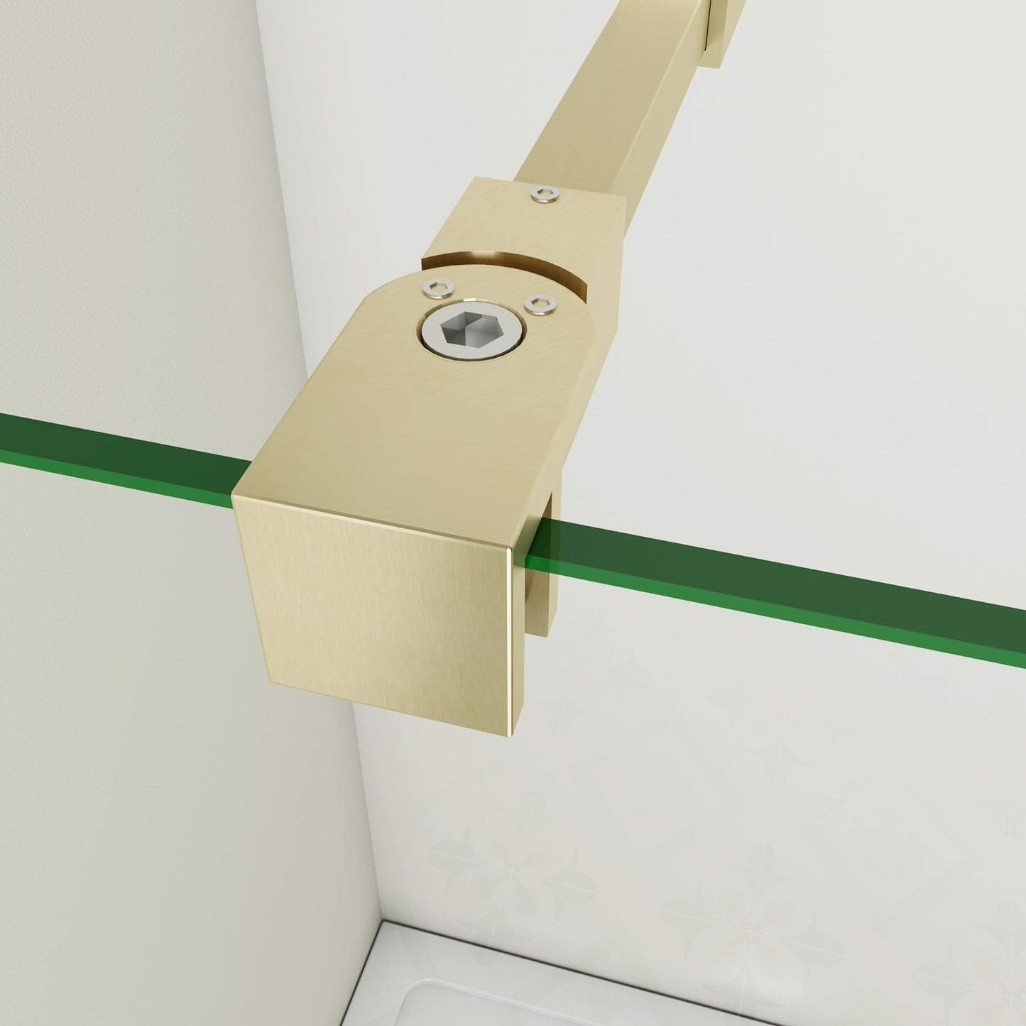 Box Doccia Walk In 50-120x200 cm Parete Fissa Vetro 8/10 mm Trasparente Anticalcare Oro Spazzolato con Barra Stabilizzatrice 73-120 cm