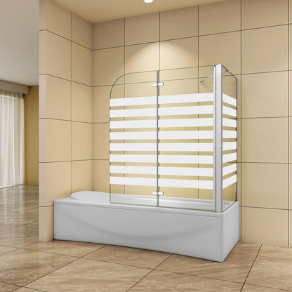 Aica H.140 cm Sopravasca da Bagno con Lato Fisso 2 Ante Pieghevoli verso Sinistro/Destro Vetro 6mm Anticalcare in Serigrafato Bianco Opaco