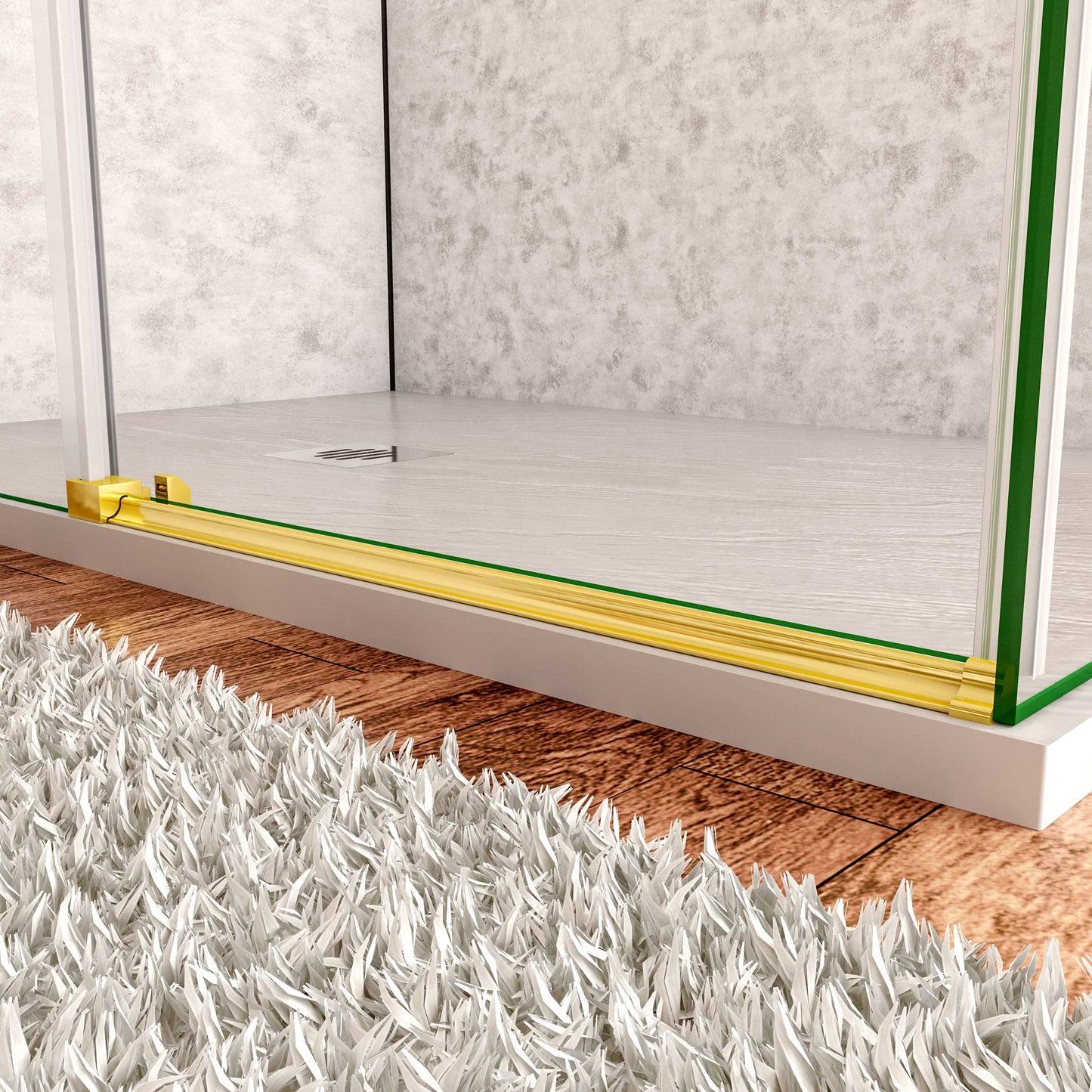 Box Doccia Angolare H.195 cm Porta Scorrevole con Parete Fissa Vetro 8 mm Temperato Anticalcare Trasparente Telaio Cromo Dorato