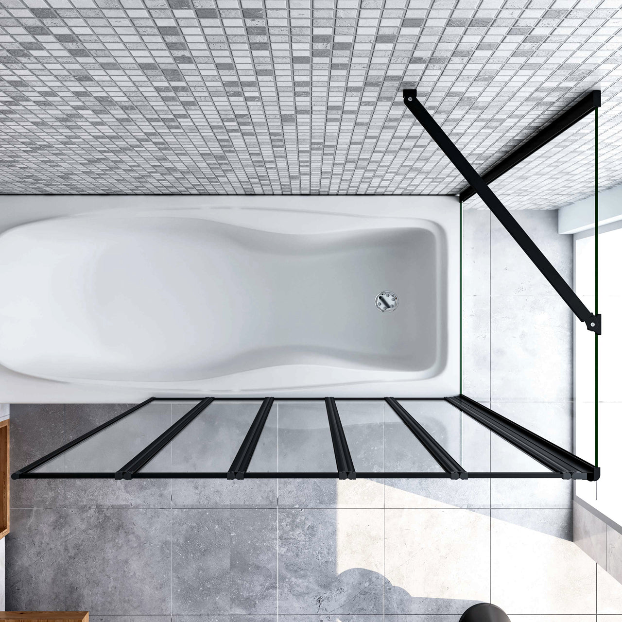 Parete Doccia Sopravasca Angolare 2/4/5 Ante Pieghevoli Vetro 4 mm con Parete Laterale 65/70/75cm Vetro Temperato 6 mm Trasparente Telai Neri Opachi