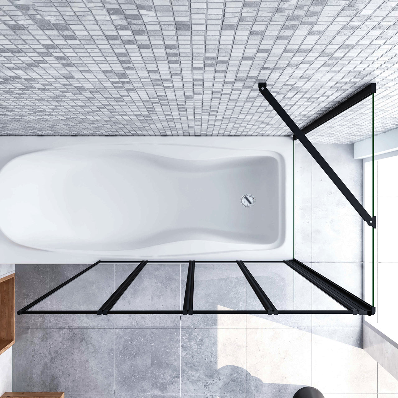 Parete Doccia Sopravasca Angolare 2/4/5 Ante Pieghevoli Vetro 4 mm con Parete Laterale 65/70/75cm Vetro Temperato 6 mm Trasparente Telai Neri Opachi