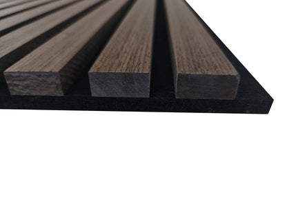 Set di 2/3 pannelli decorativi fonoassorbenti in legno MDF, 260 cm × 30 cm, Sp 21 mm, Color rovere naturale/chiaro/scuro/noce/grigio chiaro (Copy)#Color noce