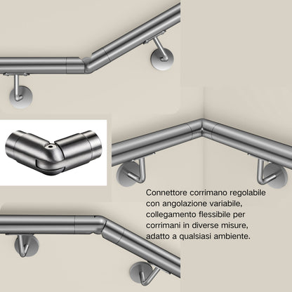 Corrimano Inox 304 Satinato 80-100-120-150-180-200-220-240 cm per Pareti Interne ed Esterne