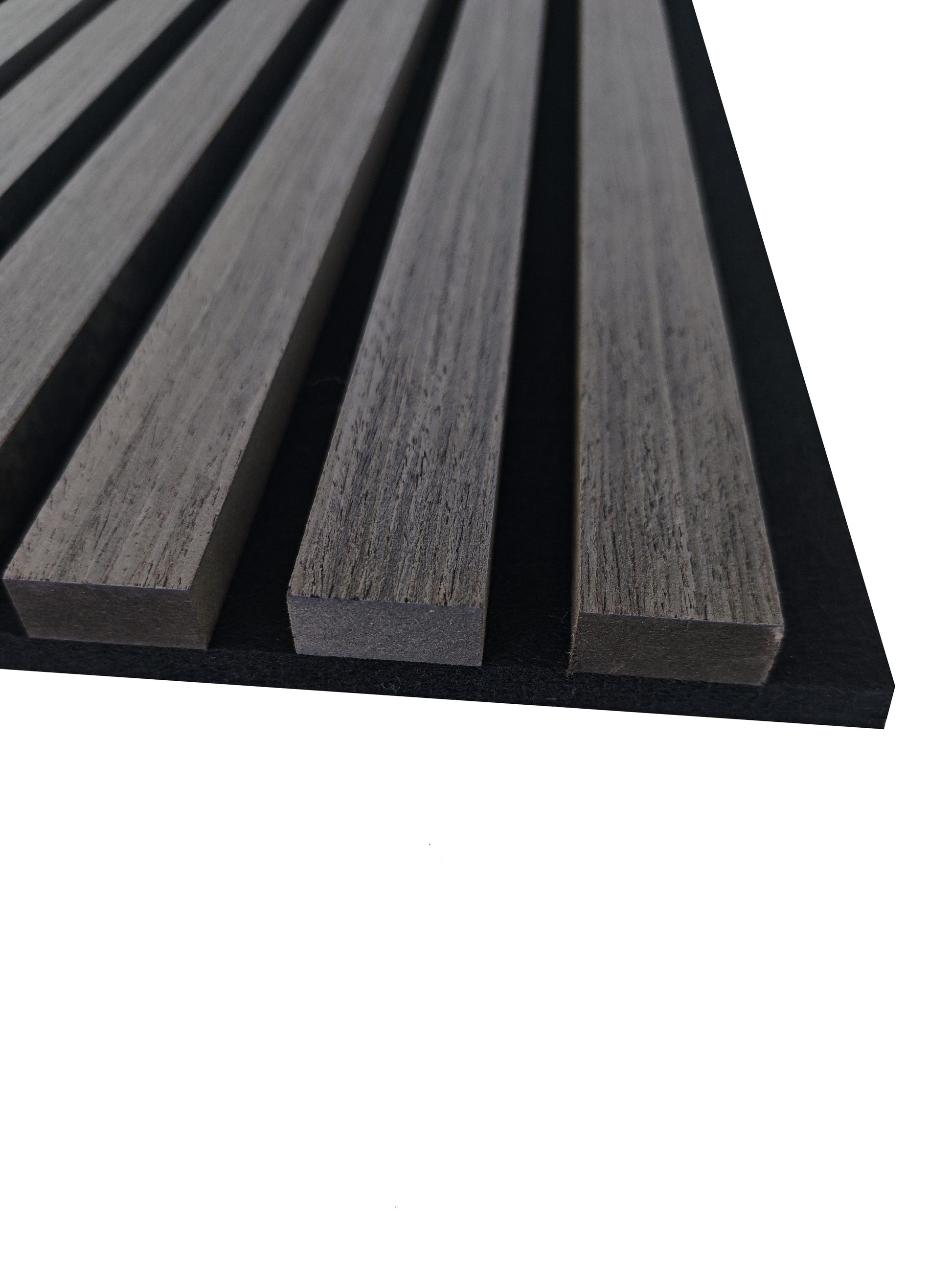 Set di 2/3 pannelli decorativi fonoassorbenti in legno MDF, 260 cm × 30 cm, Sp 21 mm, Color rovere naturale/chiaro/scuro/noce/grigio chiaro (Copy)#Color rovere grigio chiaro