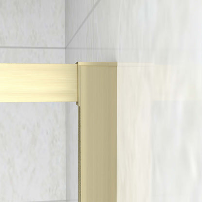 Box Doccia Semicircolare 80-90X80-90 cm H.190 Oro Spazzolato Porta Scorrevole Vetro 6 mm Trasparente Anticalcare, Piatto Doccia Bianco