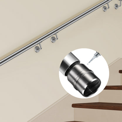 Connettore regolabile /Connettore dritto in acciaio inox 304 per corrimano Ø42.2/42.4mm parete#Argento spazzolato